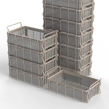 Anysizebasket Tote Basket, 16L x 10W x 4-1/2H, 1/2 x No 18 Flattened Expanded Metal, Carbon Steel, Zinc Plated TOTE-161005-E12-PS